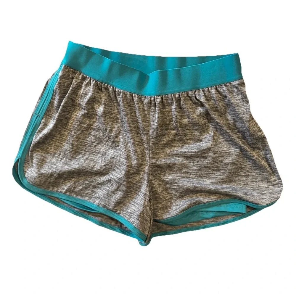 NWT Al1ve Magnetics‎ Women's M Running Shorts Heather Gray Teal Trim Bike Liner